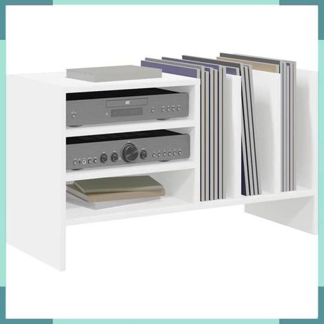 Meuble à vinyles - 891072 - Blanc - 6 étagères - 78,5 x 35 x 45 cm (1/5)