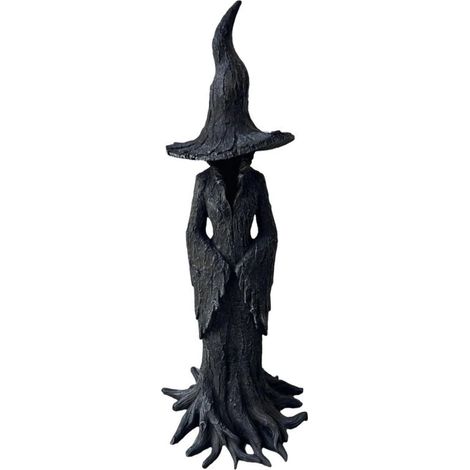 Statue de sorcière classique avec bâtons de balai - Sculpture sur le thème d'Halloween - Décoration longue durée en résine - Utilisation intérieure et extérieure - Porche de sorcière en résine (1/4)