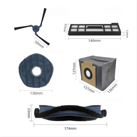 Adecuado para los accesorios de la aspiradora robot Eufy, incluyendo el cepillo giratorio/cepillo lateral/filtro/cartucho de filtro/mopa/bolsa para el polvo X10pro OMNI. (1/5)