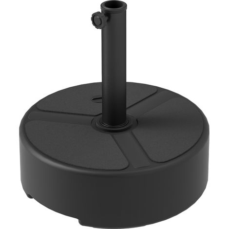 Base de parasol en PEHD, remplissable avec du sable et de l'eau, 18 kg/20 kg, ronde, noire
