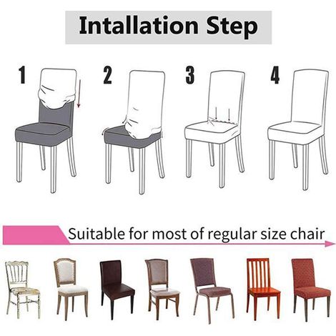 6 housses de chaise gris foncé en polyester et élasthanne pour chaises à dossier haut de style européen et américain, avec grandes housses de protection extensibles et inclinables.