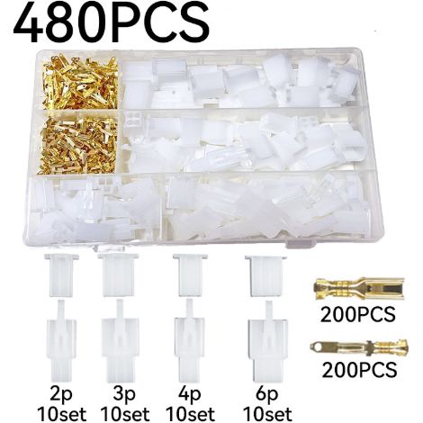 Kit connettori automobilistici da 480 pezzi, kit connettori cavi elettrici automobilistici 2 3 4 6 pin, kit connettori cavi elettrici da 2,8 mm, per moto (1/5)