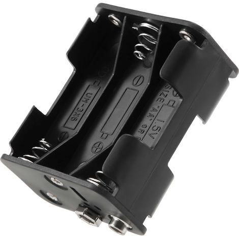 Boîtier noir à ressort double face pour 6 piles AA 1,5 V (1/5)