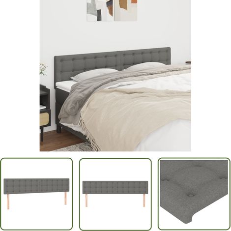 The Living Store Têtes de lit 2 pcs Gris foncé 90x5x78/88 cm Tissu - Tête De Lit - Têtière De Lit - Literie - Meuble De Chambre - Mobilier De Chambre (1/5)