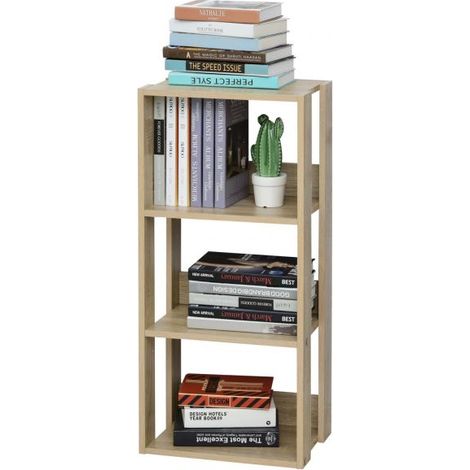 EASYCOMFORT Libreria Scaffale in Legno con 3 Ripiani Design Antiribaltamento 40x29.2x87.9cm
