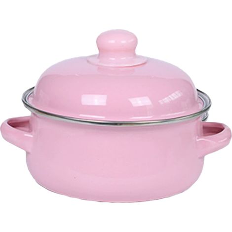 Marmite émaillée robuste avec couvercle et deux poignées, compatible four/induction, idéale soupes/ragoûts