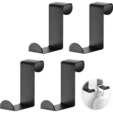 Türhaken aus mattschwarzem Edelstahl, bohrfreie Türgarderobe, Handtuchhaken für Küche und Bad, wendbar für 2 cm oder 4 cm dicke Türen (1/5)
