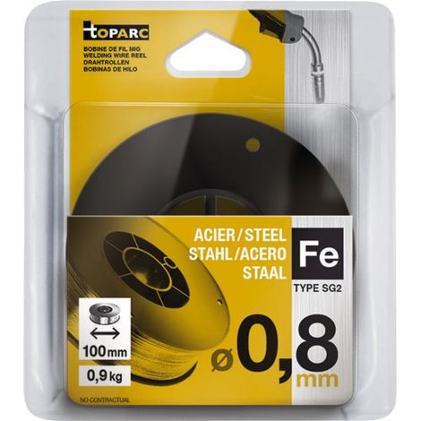 Alambre de acero ø 0,8 mm - Bobina de plástico S100 0,9 kg - ER70S-6 / G3S I1