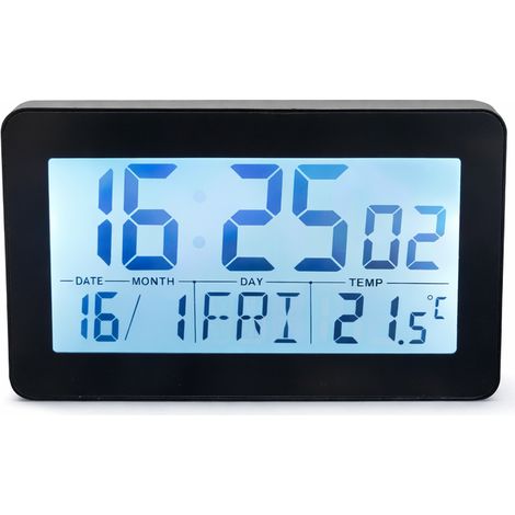 Reloj despertador de cuarzo LCD JB-8203 negro perfecto (1/3)