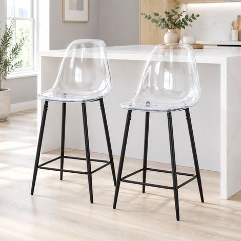 Tabouret de bar transparent 2 pièces avec structure métallique noire, 101,6 cm HAVRYA (1/5)
