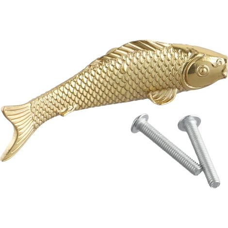 en laiton doré en forme de poisson rouge pour tiroir armoire