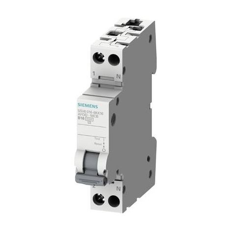 Siemens Combinación de interruptor de protección contra incendios-LS 230V, 6kA, 1+N, B, 16A Compacto (1TE), 5SV60166KK16