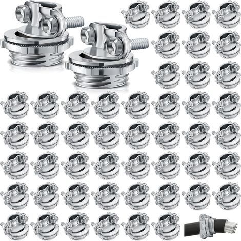 Connecteurs de câble 50pcs, Type de pince Connecteurs de câble Pince de conduit pour fils électriques Conduit métallique Câbles de protection Zinc d'argent, (1/2 pouce) (1/5)