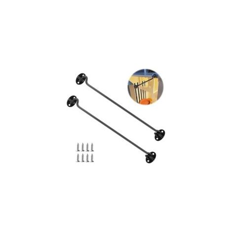 Gancho para armario de 40 cm - Pestillo, cerradura y gancho antitormentas de acero inoxidable (negro) - Crezuo (1/4)