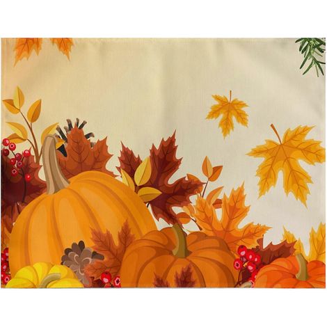 Sets de table en lin à motifs d'Halloween pour la table à manger, napperon imprimé naturel antidérapant, sous-verre pour verre d'eau (1/5)