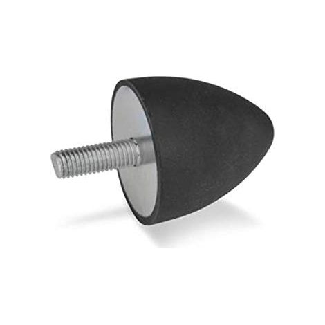 Gummipuffer Ø 50 mm – 1 Stück – Verzinkter und NR-Stahl – M8-Stoßdämpfer, 61 mm Höhe – Für Industriemaschinen – Schwarz, Härte 55