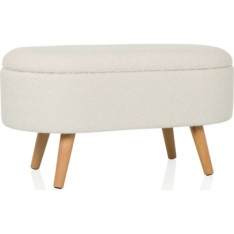 Tabouret rembourré STORIANO 82x41x44cm 1 compartiment blanc hjh LIVING (1/5)