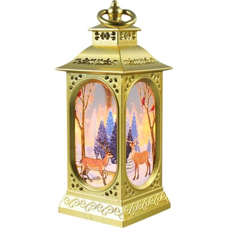 Lanterne de Noël LED en Forme d'Elan, Père Noël et Bonhomme de Neige pour Décoration Festive (1/5)