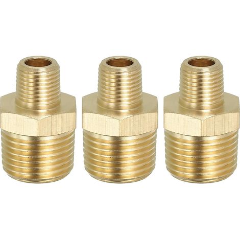 Raccord de Tuyau Hexagonal En Laiton Massif, Adaptateur Filetage, Lot 5, 1/4" Npt X 1/8" Npt, Connecteurs Ligne D'Eau Mâles - 3/8" NPT x (1/5)