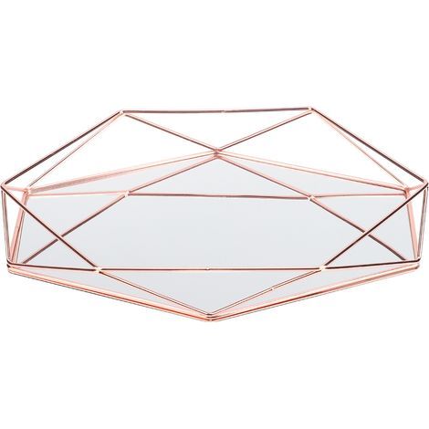 Lot de 2 plateaux de rangement en métal doré pour miroir de salle de bain, organisateur de bijoux et cosmétiques (1/5)