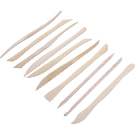 Lot de 10 outils de modelage en bois pour argile polymère, set DIY de sculpture (1/2)