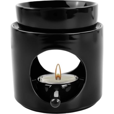 Bruciatore di candele in ceramica,diffusore di oli essenziali,Halloween e uso domestico (nero) (1/2)
