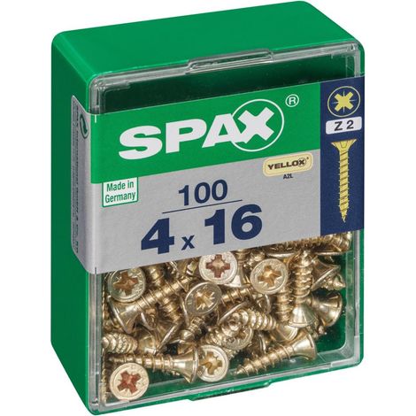 Caja 100 unid. tornillo madera cabeza plana yellox 4,0x16mm spax (1/5)