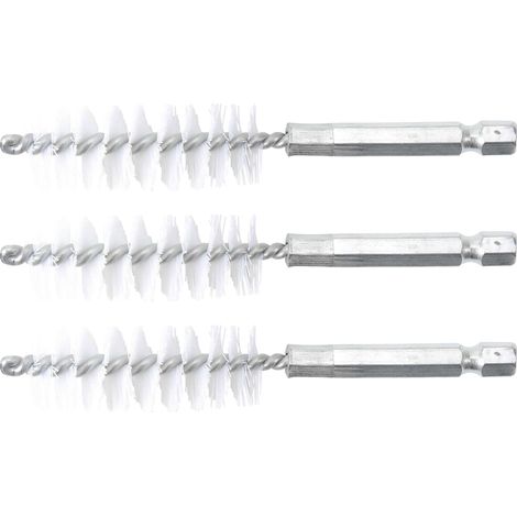BGS Nylonbürste 17 mm Antrieb Außensechskant 6,3 mm (1/4&quot) 3tlg. - 3078-17-N