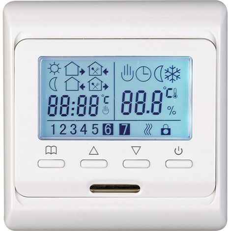 Termostato programable de 7 días, 220/230 V, con pantalla LCD y panel de control digital LCD de 16 A para calefacción por suelo radiante.