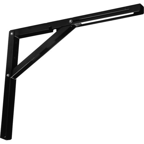 1x Equerre étagère console pliante murale rabattable escamotable bras 400 mm table tablette appoint meuble support 50 Kg, noir (1/4)