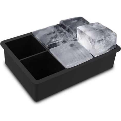 1 Moule à glaçons, silicone flexible, 6 cases carrées, noir, pour maison et fêtes (1/5)