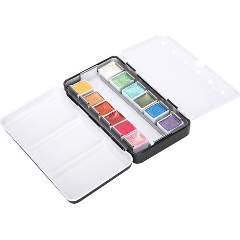 Pearly Lustre Watercolor Paint Portable Bright Color Watercolor Pigment Set with Box12 Colors (1/5)