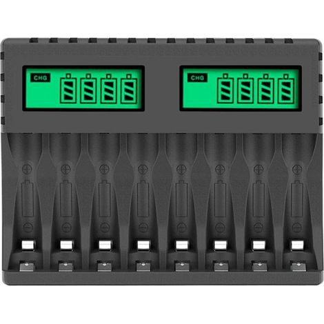 8 Slots Chargeur Piles Rechargeable Charge Rapide pour AA AAA Rechargeable avec Port USB (1/5)
