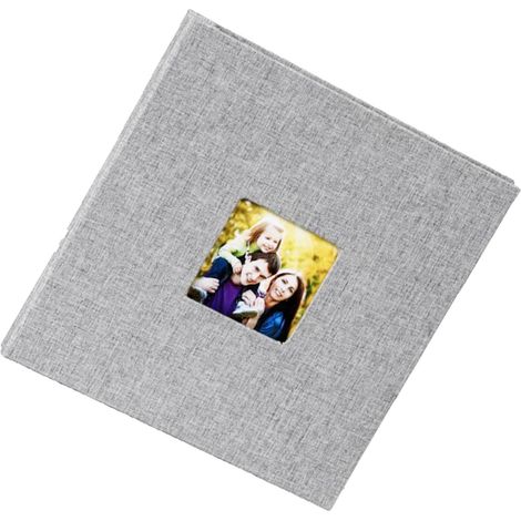 Fotoalbum mit Leineneinband, selbstklebend, laminiert, mit Sichtfenster für Fotos – ideal für Hochzeiten und Familienfeiern (1/5)