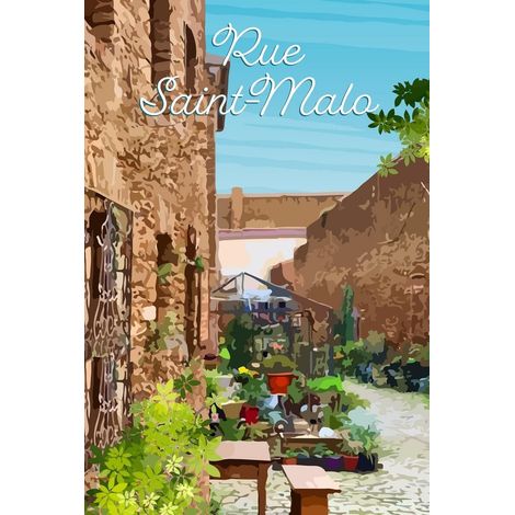 Tableau sur toile rue Saint-Malo 45x65 cm - Impression sur Toile Murale Décorative - Image imprimée en HD sur Toile - Toile sur Châssis en Bois FSC - Fabriqué en France (1/4)