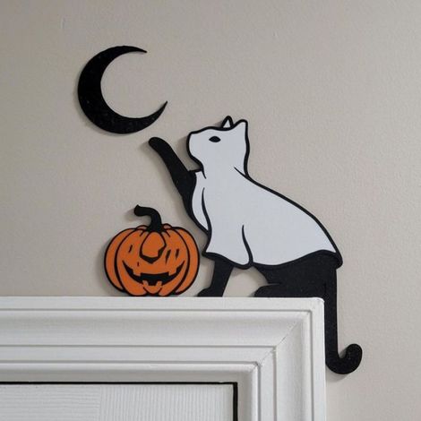 Cadre de Porte en Métal pour Chat Mignon, Décoration D'Angle pour Porte D'Ameublement, Panneau de Décoration de Porte A (1/5)