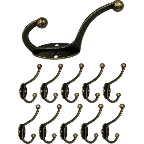 Lot 10 Crochets Mural Vintage Bronze Métal Porte-Manteau Multiusages (1/5)