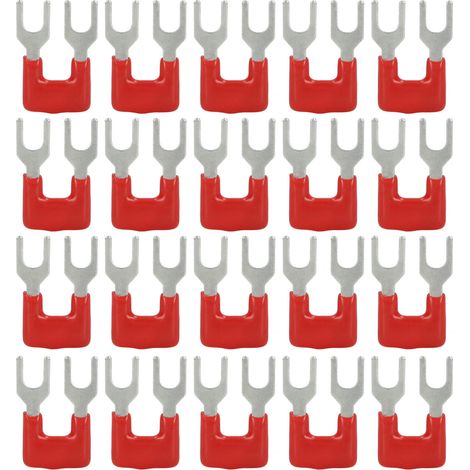 Lot de 20 barrettes de jonction fourche cuivre, gaine PVC, 400V 15A, rouge TB 1502 (1/5)