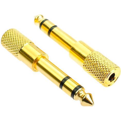 4pcs Adaptateur Jack 6.35 Vers 3.5 En Cuivre Pur Plaqu Or 24 Carats Gros Jack Petit Jack - Big Jack Vers Mini Jack Mle 6.35 Mm Vers 3.5 Mm Femell (1/5)