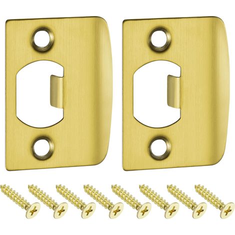 2Pcs Pièce de Rechange pour Plaque de Serrure, 57mm x 45mm en Acier Inoxydable Serrure de Verrou de Pêne Dormant pour Renforcement de Cadre de Porte et de Montant de Porte, Or (1/5)