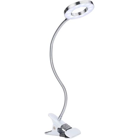 MINKUROW Clip-Light Led Lámpara De Escritorio Abrazadera Mesa De Lectura Cama Con Adaptador Control De Brillo Cuidado De Los Ojos Para Oficina Y Hogar 360 ° Flexible Blanco (1/5)