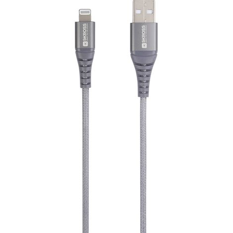 Skross Câble USB USB 2.0 USB-A mâle 1.20 m gris rond, flexible, gaine textile SKCA0011A-MFI120CN (1/5)