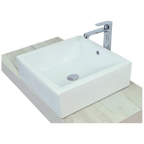 Lavabo da appoggio con troppo pieno 46x46x15 cm bianco Mues Miral
