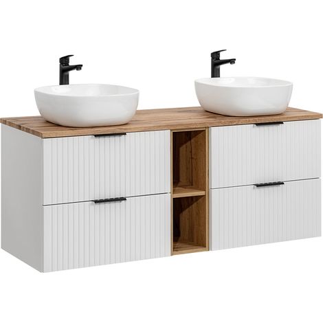 Mueble doble lavabo 140cm 2 nichos Adriel Blanco (1/4)