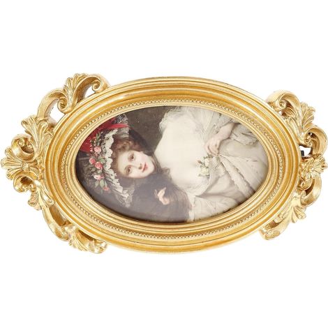 Cadre Photo Vintage en Résine Dorée avec Chevalet et Crochet, Style Européen Rétro, Décoration de Table Élégante pour Maison Facile à Nettoyer (1/5)
