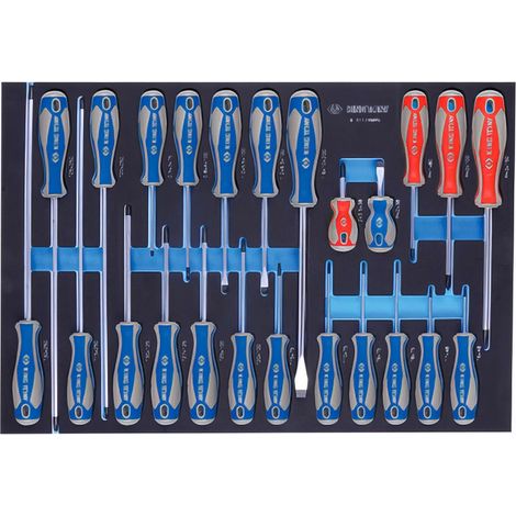 Module mousse tournevis torx et à fente – 24 pièces – Empreintes T6 à T30 – Pour visserie précise et travaux professionnels – King Tony