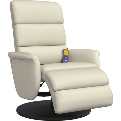 Fauteuil de Salon,Chaise,Fauteuil inclinable de massage et repose-pieds crème similicuir CFW565886 (1/5)