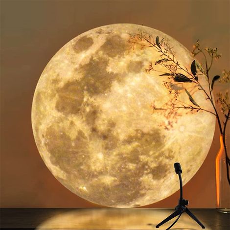 Lampe LED de projection Lune et Terre 3D, projecteur Lune et Terre rotatif à 360°, veilleuse LED pour selfies et décoration intérieure (1/5)