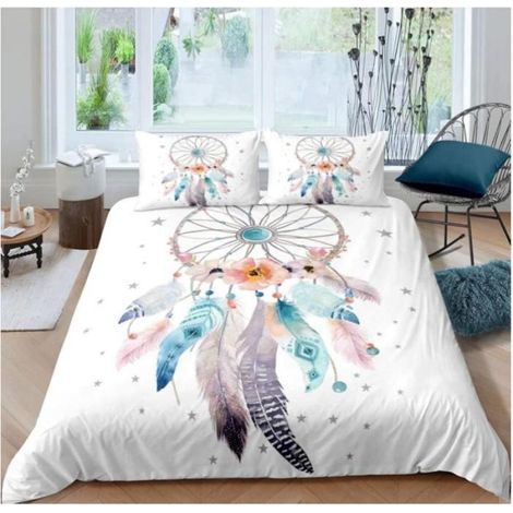 1 Parure De Lit Housse De Couette 200x200 Cm 2 Taies D Oreiller 65x65 Cm Microfibre Douce Fermeture Éclair Cachée (1/3)