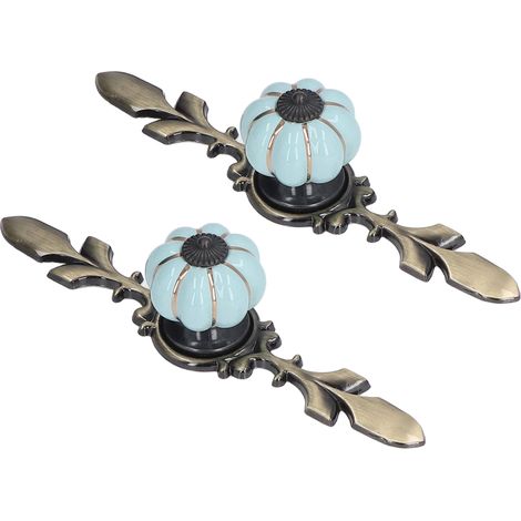 Sets Kürbis-Keramikgriffe, Zinklegierung, chinesischer Landhausstil, für Schubladen, Schränke, Schuhschränke, Schranktüren, Einlochgriffe, 1045A rosa blau (1/5)